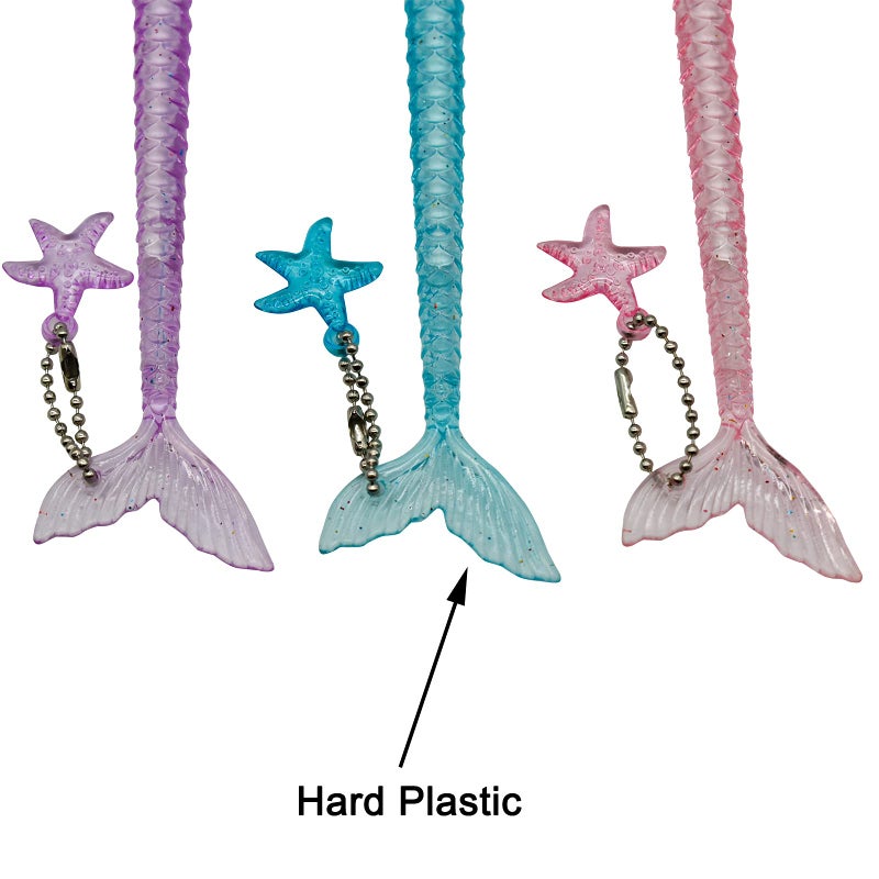 Maydahui 12 PCS Cute Mermaid Shape Rollerball Pen Fish Pens Creative Crystal Flash Powder Starfish Pendant Signature Pen Black Gel Ink Design for Girls Women Student Valentine's Day - Image 3